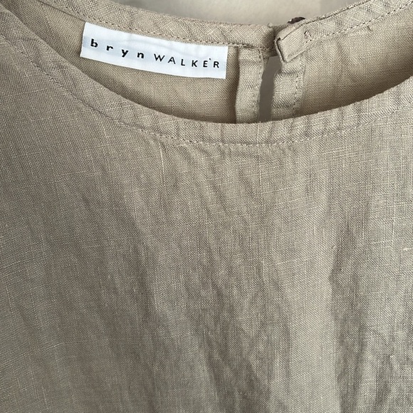 bryn Walker Pira Light tan Beige Linen Sleeveless Oversize Split Side Tank Small - Picture 4 of 7